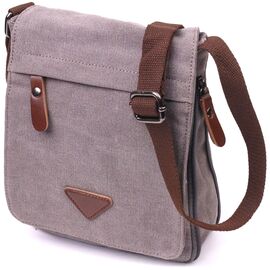 Купить - Практичная вертикальная мужская сумка из текстиля 21266 Vintage Серая, фото , характеристики, отзывы