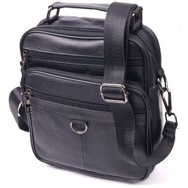 Придбати Якісна чоловіча сумка з натуральної шкіри 21278 Vintage Чорна, image , характеристики, відгуки