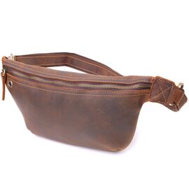 Купить Винтажная поясная сумка из натуральной кожи 21294 Vintage Коричневая, фото , характеристики, отзывы