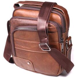 Придбати Зручна чоловіча сумка через плече з натуральної шкіри Vintage 21480 Світло-коричневий, image , характеристики, відгуки