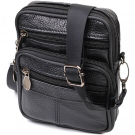 Придбати - Зручна чоловіча сумка на пояс із натуральної шкіри 21483 Vintage Чорна, image , характеристики, відгуки