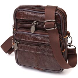 Купить - Компактная сумка мужская на пояс из натуральной кожи 21484 Vintage Коричневая, фото , характеристики, отзывы