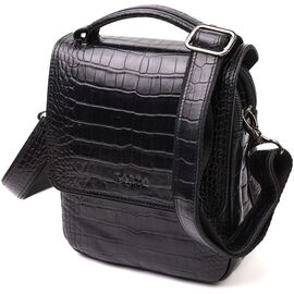 Купить Вертикальная мужская сумка из натуральной кожи с тиснением под крокодила KARYA 21945 Черный, фото , характеристики, отзывы