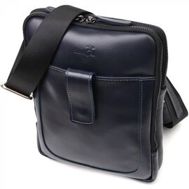 Купить Стильная мужская сумка через плечо из натуральной кожи SHVIGEL 22142 Синяя, фото , характеристики, отзывы