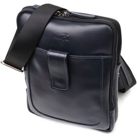 Купить - Стильная мужская сумка через плечо из натуральной кожи SHVIGEL 22142 Синяя, фото , характеристики, отзывы