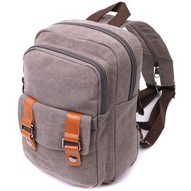 Купить Оригинальная сумка-рюкзак с двумя отделениями из плотного текстиля Vintage 22161 Серый, фото , характеристики, отзывы