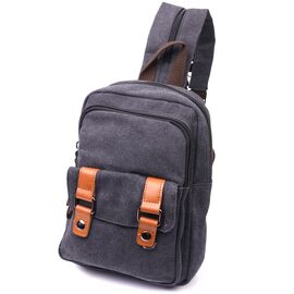Купить - Практичная сумка-рюкзак с двумя отделениями из плотного текстиля Vintage 22162 Черный, фото , характеристики, отзывы