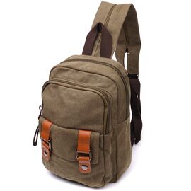 Купить - Сумка-рюкзак в стиле милитари с двумя отделениями из плотного текстиля Vintage 22163 Оливковый, фото , характеристики, отзывы