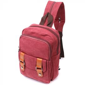 Купить - Надежная сумка-рюкзак с двумя отделениями из плотного текстиля Vintage 22164 Бордовый, фото , характеристики, отзывы
