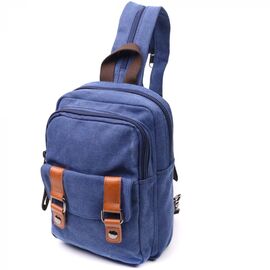 Придбати Універсальна сумка-рюкзак із двома відділеннями із щільного текстилю Vintage 22165 Синій, image , характеристики, відгуки