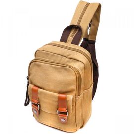 Придбати Зручна сумка-рюкзак у стилі мілітарі з двома відділеннями із щільного текстилю Vintage 22166 Пісочний, image , характеристики, відгуки