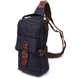 Купить Необычная плечевая сумка для мужчин из плотного текстиля Vintage 22187 Черный, фото , характеристики, отзывы