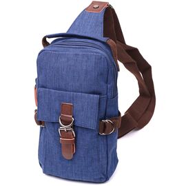 Купить - Интересная плечевая сумка для мужчин из плотного текстиля Vintage 22190 Синий, фото , характеристики, отзывы
