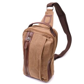 Купить Вертикальная мужская сумка через плечо из плотного текстиля Vintage 22191 Коричневый, фото , характеристики, отзывы
