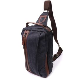 Придбати Оригінальна чоловіча сумка через плече із щільного текстилю Vintage 22192 Чорний, image , характеристики, відгуки