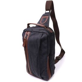 Купить - Оригинальная мужская сумка через плечо из плотного текстиля Vintage 22192 Черный, фото , характеристики, отзывы