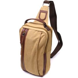 Купить - Интересная мужская сумка через плечо из плотного текстиля Vintage 22194 Песочный, фото , характеристики, отзывы