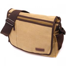 Купить - Практичная сумка через плечо для ноутбука 13" из плотного текстиля Vintage 22202 Песочный, фото , характеристики, отзывы