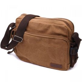 Купить Вместительная мужская сумка мессенджер из плотного текстиля Vintage 22205 Коричневый, фото , характеристики, отзывы