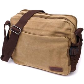 Купить Функциональная мужская сумка мессенджер из плотного текстиля Vintage 22206 Песочный, фото , характеристики, отзывы