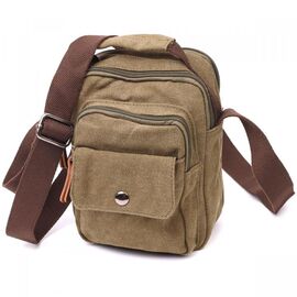 Купить - Интересная небольшая мужская сумка из плотного текстиля Vintage 22219 Оливковый, фото , характеристики, отзывы