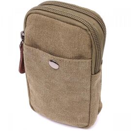 Придбати Компактна сумка-чохол на пояс із металевим карабіном із текстилю Vintage 22224 Оливковий, image , характеристики, відгуки