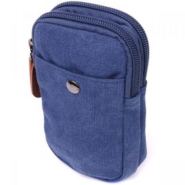 Придбати Практична сумка-чохол на пояс із металевим карабіном із текстилю Vintage 22226 Синій, image , характеристики, відгуки