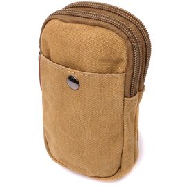 Купить Вертикальная сумка-чехол на пояс с металлическим карабином из текстиля Vintage 22227 Песочный, фото , характеристики, отзывы