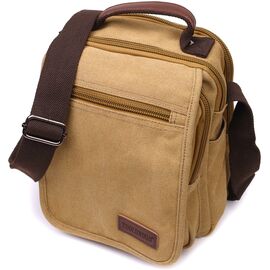 Купить - Мужская сумка почтальонка на плечо из плотного текстиля Vintage 22229 Песочный, фото , характеристики, отзывы