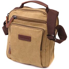 Купить - Вертикальная сумка для мужчин из текстиля Vintage 22239 Песочный, фото , характеристики, отзывы