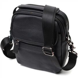 Купить Практичная мужская сумка на плечо из натуральной кожи Vintage 22147 Черная, фото , характеристики, отзывы
