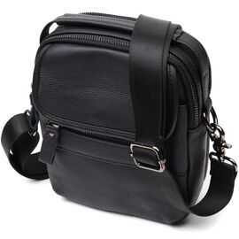 Купить - Практичная мужская сумка на плечо из натуральной кожи Vintage 22147 Черная, фото , характеристики, отзывы