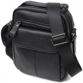 Придбати Вертикальна чоловіча сумка на плече з натуральної шкіри Vintage 22248 Чорна, image , характеристики, відгуки