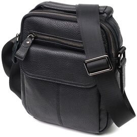 Купить - Вертикальная мужская сумка на плечо из натуральной кожи Vintage 22148 Черная, фото , характеристики, отзывы