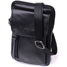 Купить Вертикальная мужская сумка на пояс из натуральной кожи Vintage 22563 Черный, фото , характеристики, отзывы