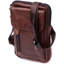 Купить - Отменная мужская сумка на пояс из натуральной кожи Vintage 22564 Коричневый, фото , характеристики, отзывы