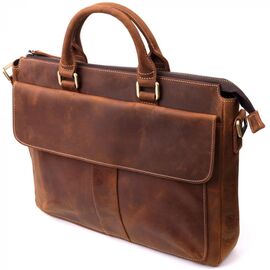 Купить - Стильный портфель в винтажном стиле из натуральной кожи Vintage 22673 Коричневый, фото , характеристики, отзывы