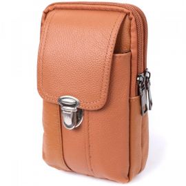 Купить Мужская сумка на пояс на два отделения из натуральной кожи Vintage 22737 Рыжий, фото , характеристики, отзывы