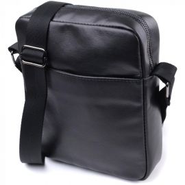 Купить Сумка для мужчин через плечо из глянцевой натуральной кожи Shvigel 22849 Черная, фото , характеристики, отзывы