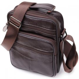 Купить Небольшая вертикальная сумка с ручкой для мужчин из натуральной кожи Vintage 22865 Коричневый, фото , характеристики, отзывы