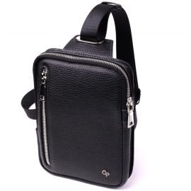 Купить Прямоугольная сумка бананка из качественной натуральной кожи GRANDE PELLE 22877 Черный, фото , характеристики, отзывы