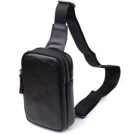 Купить Сумка-слинг для мужчин из натуральной кожи Vintage 22955 Черный, фото , характеристики, отзывы