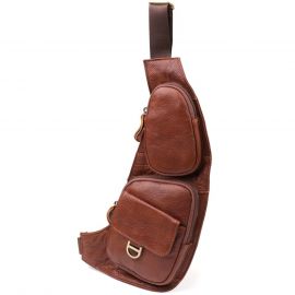 Купить Мужская сумка через плечо из зернистой натуральной кожи Vintage 22966 Коричневый, фото , характеристики, отзывы