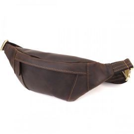 Купить Удобная сумка-бананка для мужчин из натуральной винтажной кожи Shvigel 23121 Коричневый, фото , характеристики, отзывы