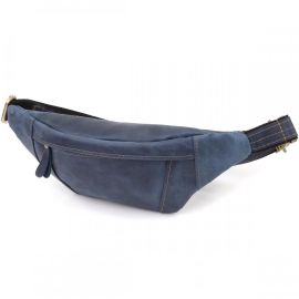 Купить Красивая сумка-бананка для мужчин из натуральной винтажной кожи Shvigel 23123 Синий, фото , характеристики, отзывы