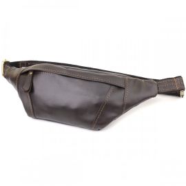 Купить Мужская сумка-бананка компактного размера из натуральной гладкой кожи Shvigel 23126 Коричневый, фото , характеристики, отзывы