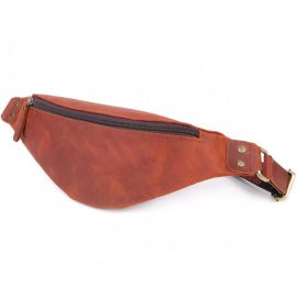 Купить Мужская практичная бананка из натуральной винтажной кожи Shvigel 23131 Рыжий, фото , характеристики, отзывы