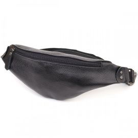 Купить Удобная сумка бананка для мужчин из зернистой натуральной кожи Shvigel 23136 Черный, фото , характеристики, отзывы