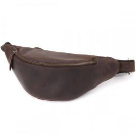 Купить Добротная сумка бананка для мужчин из винтажной натуральной кожи Shvigel 23139 Коричневый, фото , характеристики, отзывы