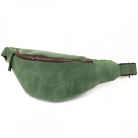 Купить Стильная мужская бананка отменного качества из винтажной натуральной кожи Shvigel 23142 Зеленый, фото , характеристики, отзывы